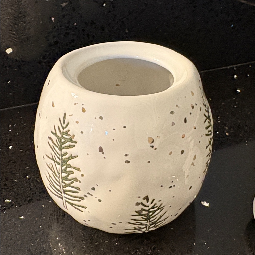 NWT Sugar Bowl Lid Potter’s Studio Ceramic Pine Christmas Tree Gold Snow Winter - Picture 7 of 8